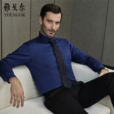 

Youngor shirt mens 2019 spring youth mens casual dress shirt YLDP16360FJA blue 40
