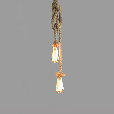 

Lixada 200cm AC110V E26E27 Double Head Vintage Hemp Rope Hanging Pendant Ceiling Light Lamp Industrial Retro Country Style Dining