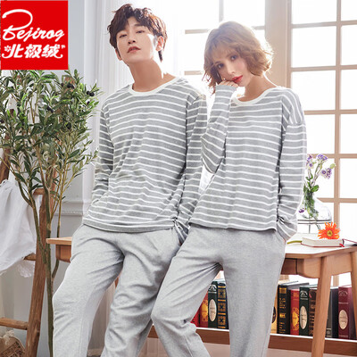 

Arctic cashmere couple pajamas long-sleeved knit cotton thin section men&women spring&summer models Korean version of the wear home clothes cotton suit 6103 female models M