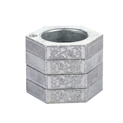 

Man Stylish Defensive Hexagon Round Ring with Four Layer Design