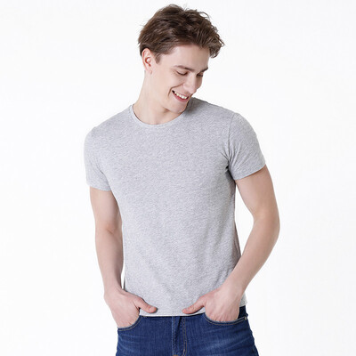 

JZAO Mens basic round neck T-shirt black  16588A