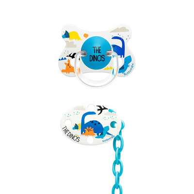 

Suviani suavinex pacifier baby pacifier anti-drop chain imported molars to appease 4-18 months thumb type silicone fusion blue dinosaur