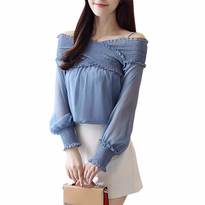 

Womens Autumn Long Sleeve Thin Chiffon Blouse