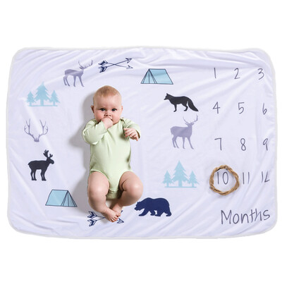 

Baby Monthly Milestone Blanket Marker For Girl Boy Floral Deer Horn Frame Newborn Photo Prop Background 30 40in Not Wrinkle Or