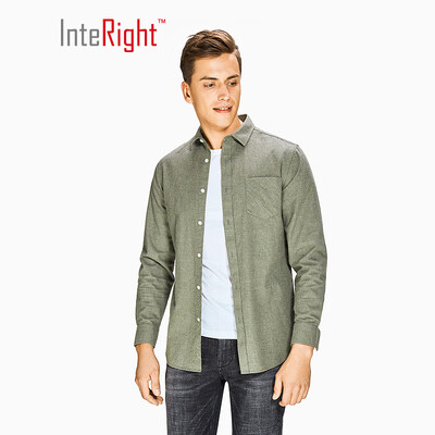 

INTERIGHT mens flannel net color shirt gray ash blue 39