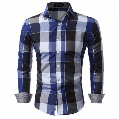 

Men Shirts Fit Mens Dress Plaid Shirts Male Clothes Social Casual Shirt Men Brand Chemise Homme Large size
