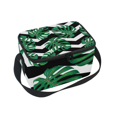 

Lunch Box Insulated Lunch Bag Large Cooler Plam Leaves Tote Bagfor Kids Men Women