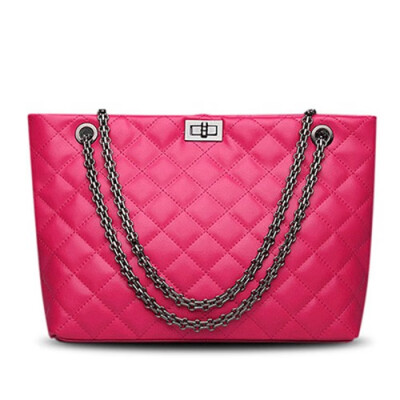 

Brand Plaid Large Tote Bags for women 2019 Luxury Designer Female Chain Handbags PU Leather Messenger Beach Bag sac a main femme