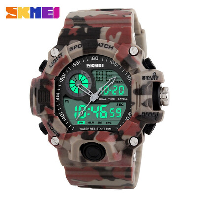 

SKMEI Mens Waterproof Sport Army Alarm Date Analog Digital Black Wrist Watches