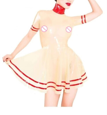 

Women 100 Latex Sexy Mini rubber Dress Catsuit Body Slim Skirt