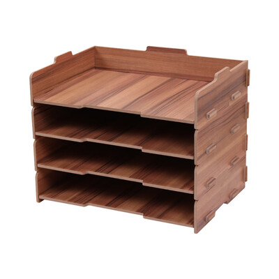 

Wood Desk File Organizer Document Holder Letter Tray 4 Layers for Office School Home Use
