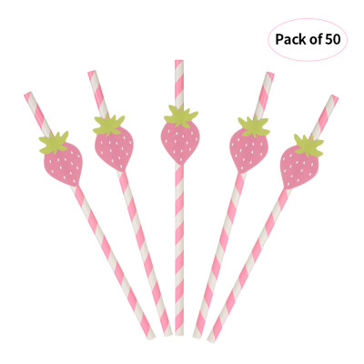 

50pcsset Color Cartoon Disposable Paper Drinking Straws for Birthday Wedding Swimming Pool Party Decorations Supplies--Flamingo