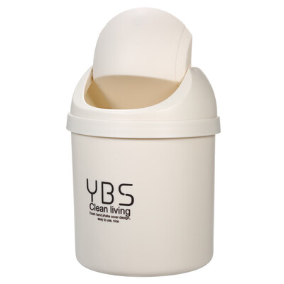

Mini Plastic Desktop Garbage Can Waste Trash Bin Rubbish Container Holder with Flip Lid for Kitchen Bedroom Car Office--Beige