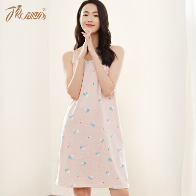 

Top melon melon pajamas women cotton print can be worn outside lace comfortable breathable nightdress home skirt 2019 spring&summer new zy92320jd yellow short sleeve 160