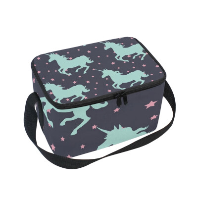 

ALAZA Lunch Box Insulated Lunch Bag Large Cooler Tote Bag Stars Unicorn for Men Women Girls Boys