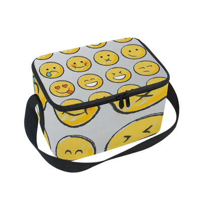 

ALAZA Lunch Box Expressions Pattern Insulated Lunch Bag Large Cooler Tote Bagfor Men Women