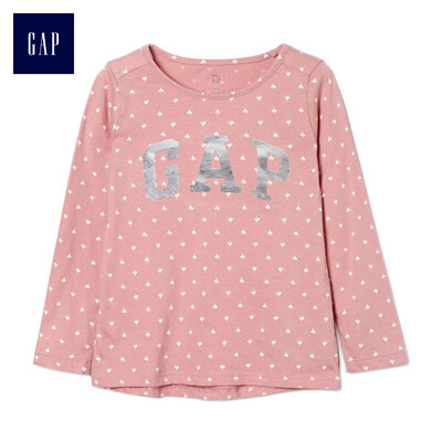 

GAP flagship store female&young logo logo cotton metal basic print round neck T-shirt 356297 pink flower pattern 12-18M