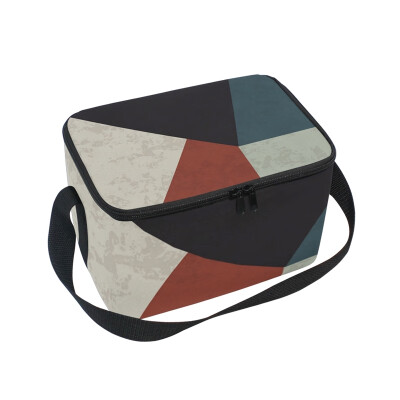 

ALAZA Lunch Box Insulated Abstract Geometry Lunch Bag Large Cooler Tote Bagfor Men Women