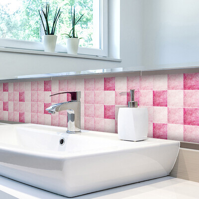 

Checkered Mosaic Wall Sticker PVC Mouldproof Moistureproof Oilproof Self-adhesive Wallpaper for Kitchen Bathroom&Bar