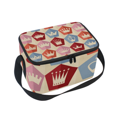 

ALAZA Lunch Box Crown Pattern Insulated Lunch Bag Large Cooler Tote Bagfor Men Women