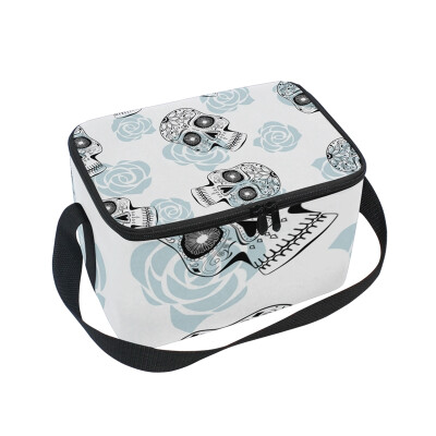 

Lunch Box Insulated Lunch Bag Large Cooler Stylized Sugar Skulls Tote Bagfor Kids Men Women