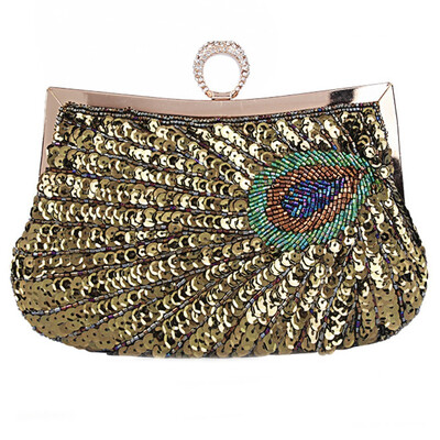

Women Beaded Sequin Peacock Evening Bag for Party Elegant Ladies Handbags Small Corssbody Bag Purse Clutch Bag for Daily