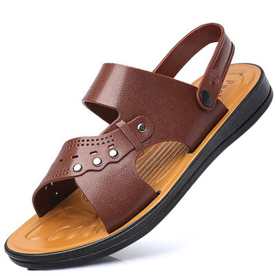 

Ishmaiah mens outdoor casual slip breathable wear soft bottom comfortable sandals beach shoes Y688 brown 40