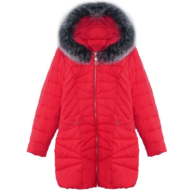 

Long section fur collar cotton coat Slim womens cotton hooded jacket 90271