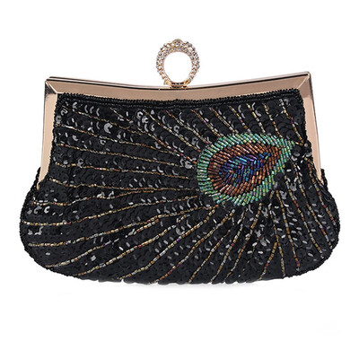 

Women Beaded Sequin Peacock Evening Bag for Party Elegant Ladies Handbags Small Corssbody Bag Purse Clutch Bag for Daily