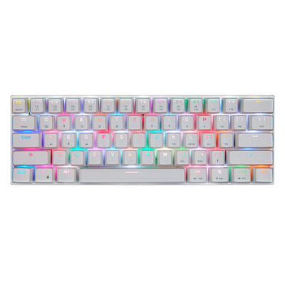 

Motospeed CK62 RGB Bluetooth mechanical keyboard Bluetooth cable dual mode charging MAC office notebook wireless phone keyboard iPad green axis keyboard white