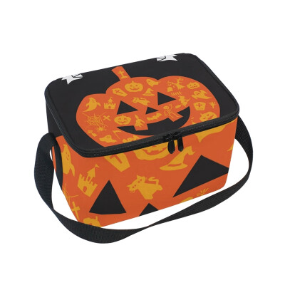 

ALAZA Lunch Box Insulated Lunch Bag Large Cooler Halloween Pumpkin 1 Tote Bag