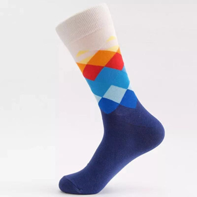 

1 Pair Men Socks with Rainbow Geometry Color Type Socks Mid tube Socks Male Female Man Woman Big Size Lucky Socks