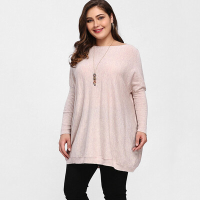 

PREISEI Autumn Winter Women Casual Loose Solid O-Neck Long Sleeve Commuting Plus Size Knitted Sweater Pullover Mujer PR18002