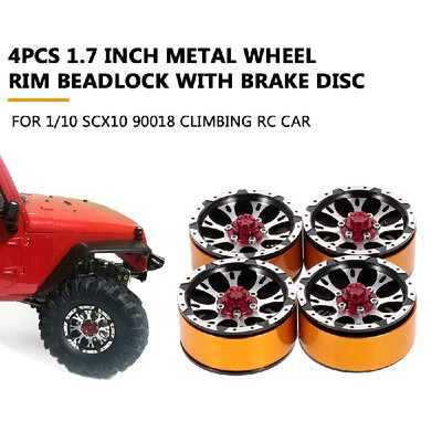 

4Pcs 17 Inch Metal Wheel Rim Beadlock with Brake Disc for 110 SCX10 90018 Climbing RC Car
