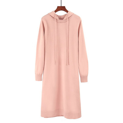 

Autumn&winter womens new hooded sweater loose dress in the long sweater