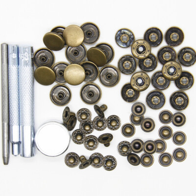 

15mm 15pcs a Set of Metal Snap Button with Fastener Installation Tool for Children&Adult Clothes&Leather