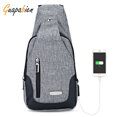 

Guapabien Casual USB Charge Port Cable Shoulder Crossbody Chest Bag