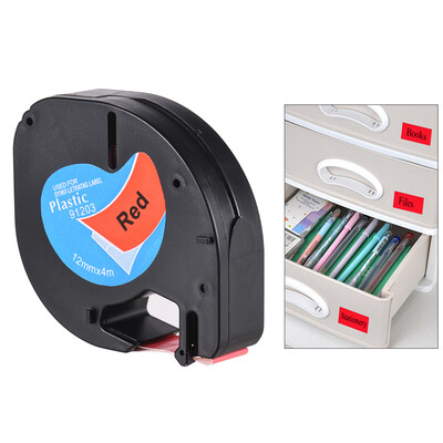 

Labeling Tape 91204 Plastic Self-Adhesive Refills Black Print on Green 12 Inch 13 Feet 12mm 4m for DYMO LT-100H Label Maker