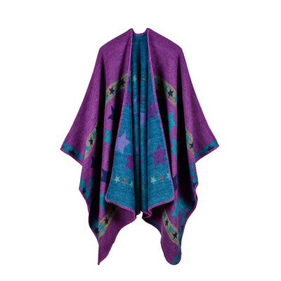 

New Women Knitted Poncho Cape Star Oversized Cardigan Sweater Long Shawl Scarf Cashmere Pashmina