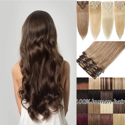 

Clip in 100 Remy Human Hair Extensions Grade 7A Quality Full Head 8pcs 18clips Long Soft Silky Straight for Women Fashion