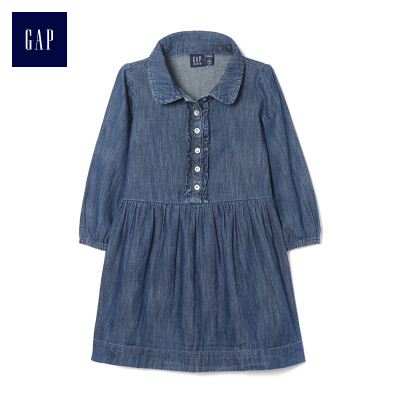 

GAP flagship store female young lotus leaf washed denim dress 398449 dark washed old 2YRS