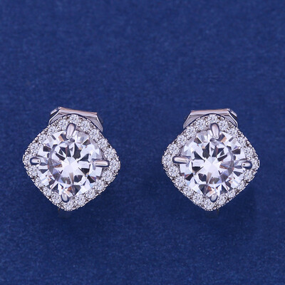 

Fashion Jewllery Silver round Zircon Clip Earrings Without Piercing Puncture Earrings For Women Wedding Jewelry