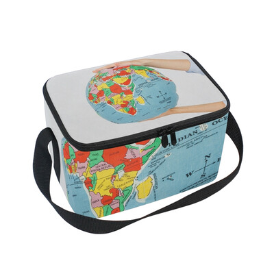 

ALAZA Lunch Box Insulated World Map In The Ball Lunch Bag Large Cooler Tote Bagfor Men Women
