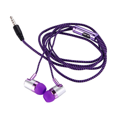 

35mm Wired Headphone In-Ear Headset Stereo Music Smart Phone Earphone Earpiece In-line Control Hands-free with Microphone Purple