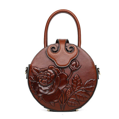

SUWERER 2019 New Women Genuine Leather bags top luxury handbags women bags designer Embossing leather Round bag tote women bags
