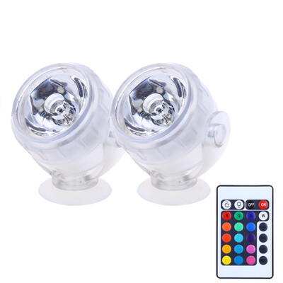 

2pcs Aquarium LED Spotlight RGB Fish Tank Diving Light Waterproof Decorative Submersible Lamp