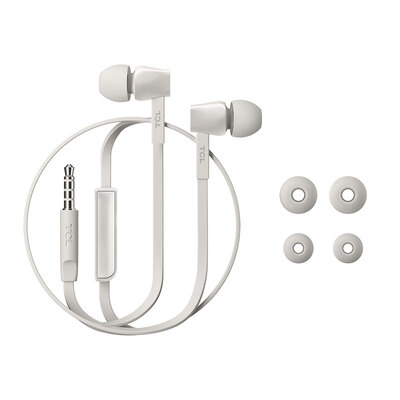 

TCL MTRO100 in-ear headphones intelligent line control moving coil drive strong bass effect anti-winding flat coil ivory white mobile phone universal