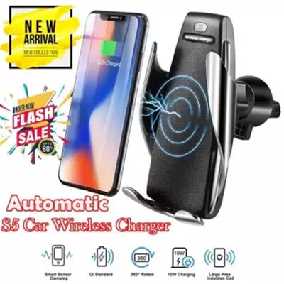 

Automatic Clamping Qi Wireless Car Charger For iPhone X  XR Android Air Vent Phone Holder 360 Degree Rotation Charging Mount Bra