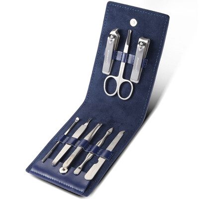 

Korea Kowell Han Kewei nail clipper import stainless steel nail clippers personal care repair capacity combination 8 piece set KD800 blue