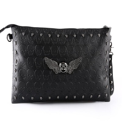 

Ghost Head Hand Package Men Fashion Sequins Envelope Bag Personality Clutch Purse PU Embossing Top Quality Handbag Shoulder Bags